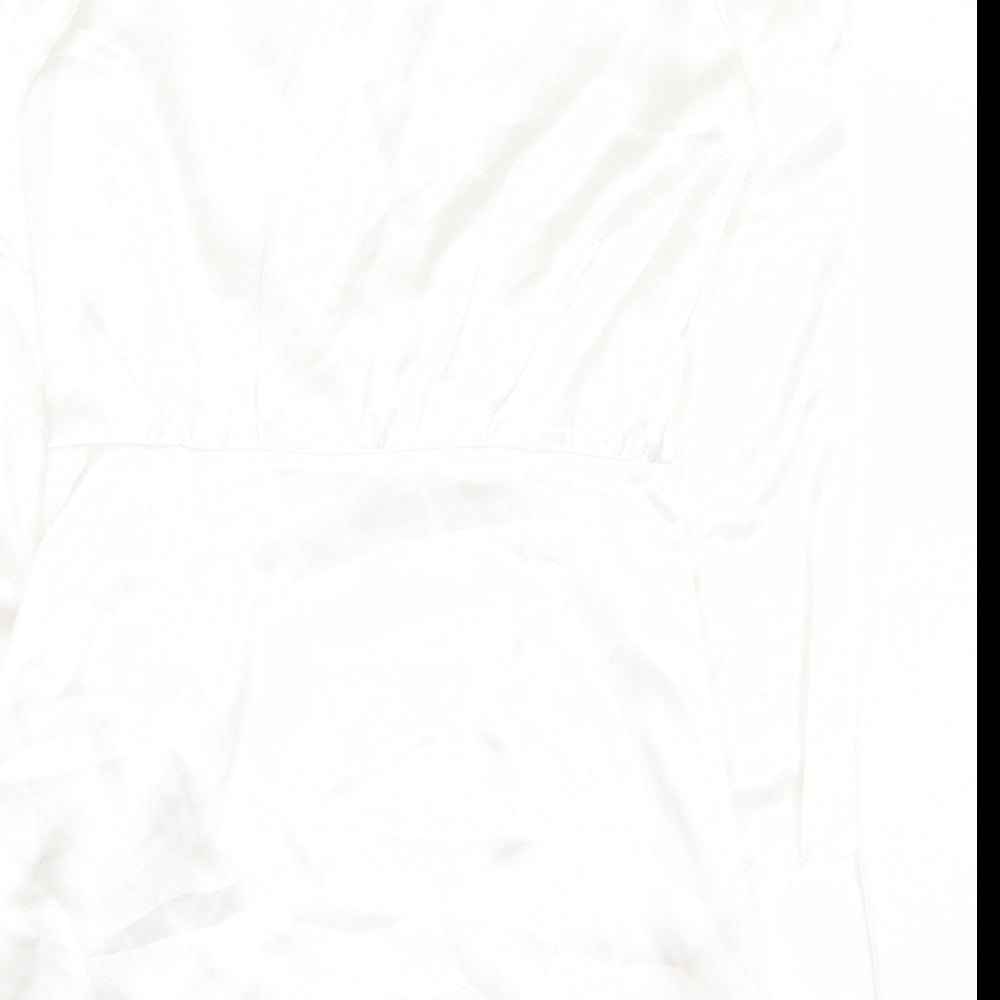 Zara Womens White Viscose Mini Size M V-Neck Zip