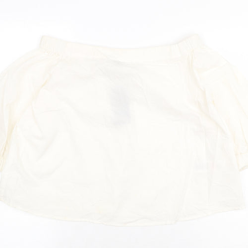 New Look Womens White 100% Cotton Basic Blouse Size 12 Off the Shoulder