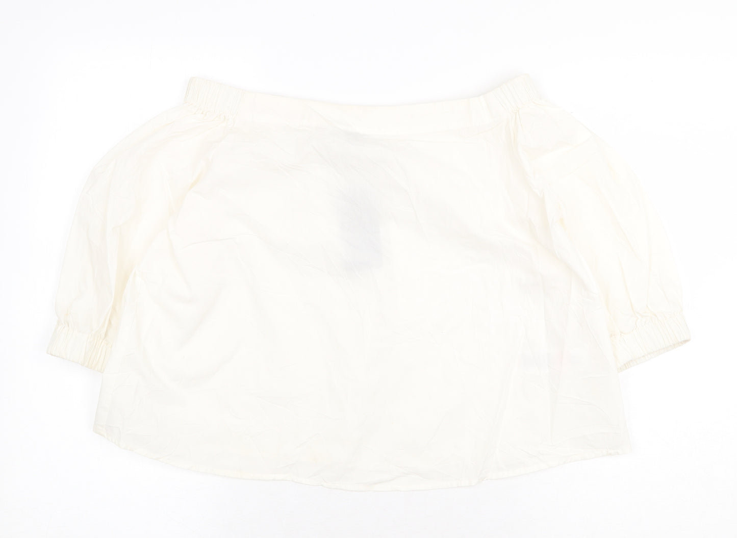 New Look Womens White 100% Cotton Basic Blouse Size 12 Off the Shoulder