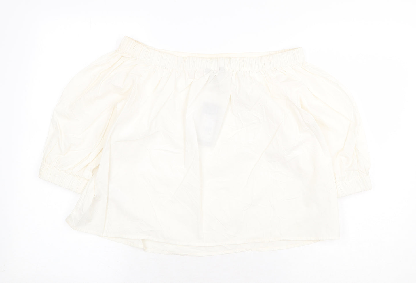 New Look Womens White 100% Cotton Basic Blouse Size 12 Off the Shoulder