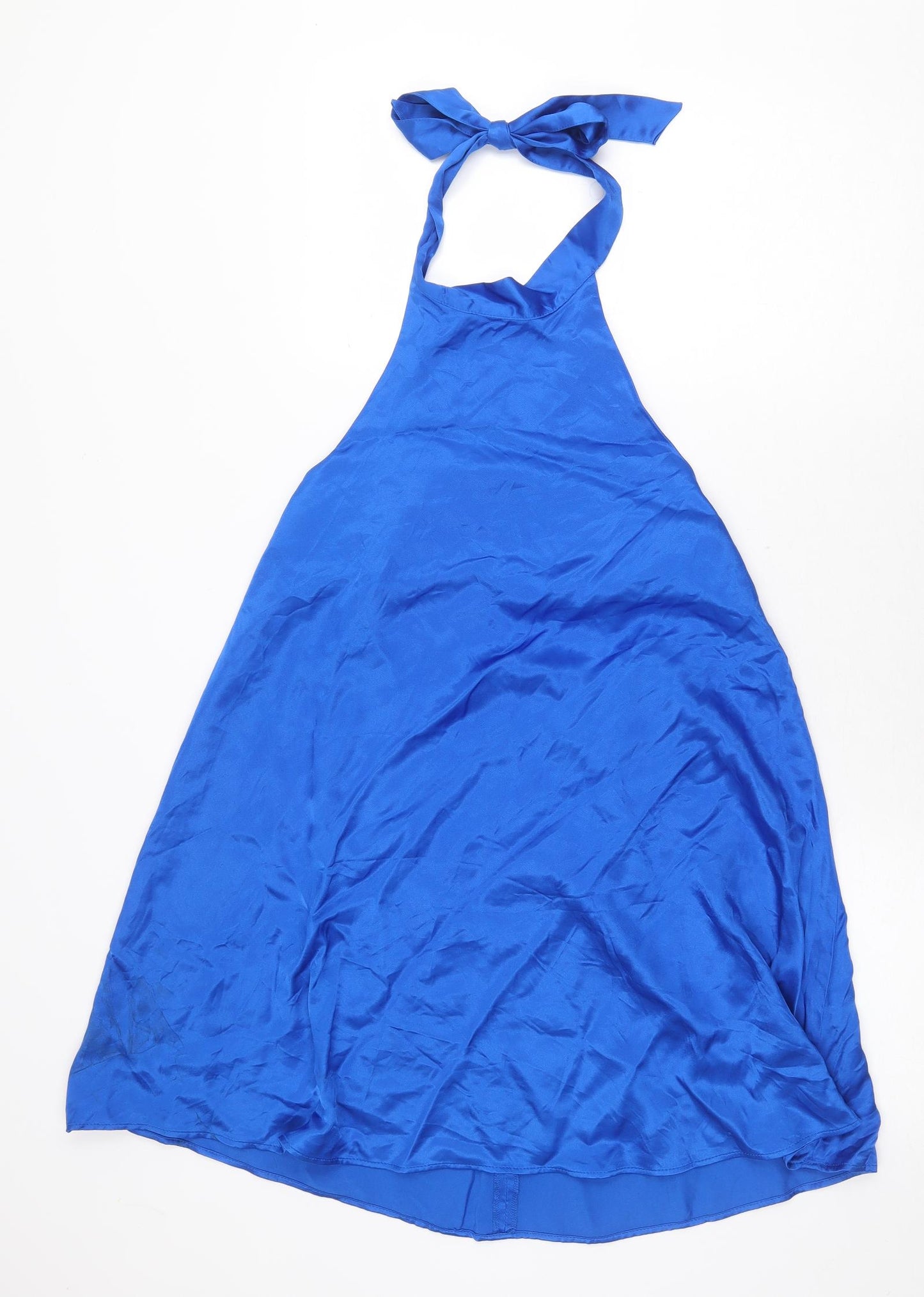 Zara Womens Blue Polyester Trapeze & Swing Size M Halter Button