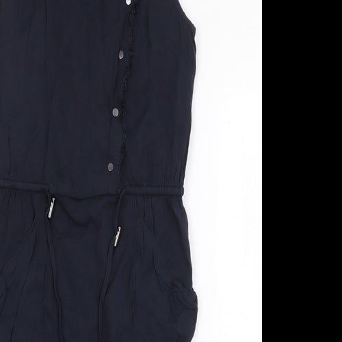 Warehouse Womens Blue Viscose Pencil Dress Size 10 Boat Neck Snap