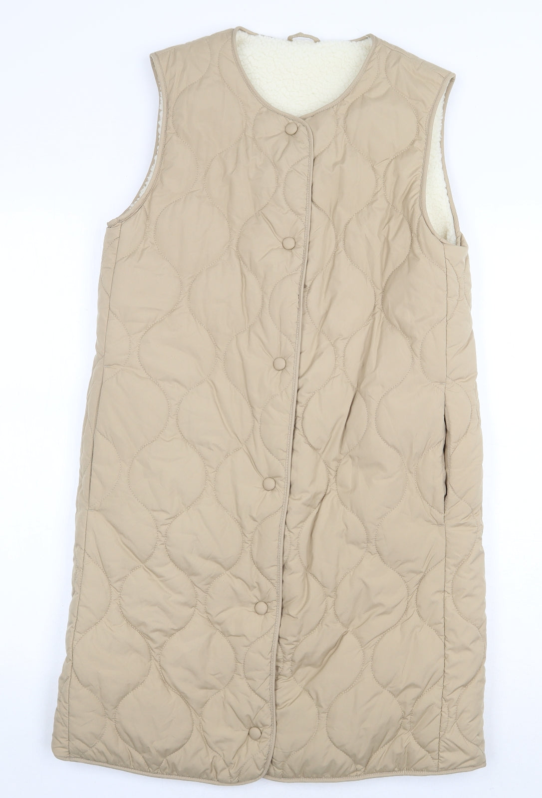 Marks and Spencer Womens Beige Gilet Waistcoat Size 6 Button - Longline
