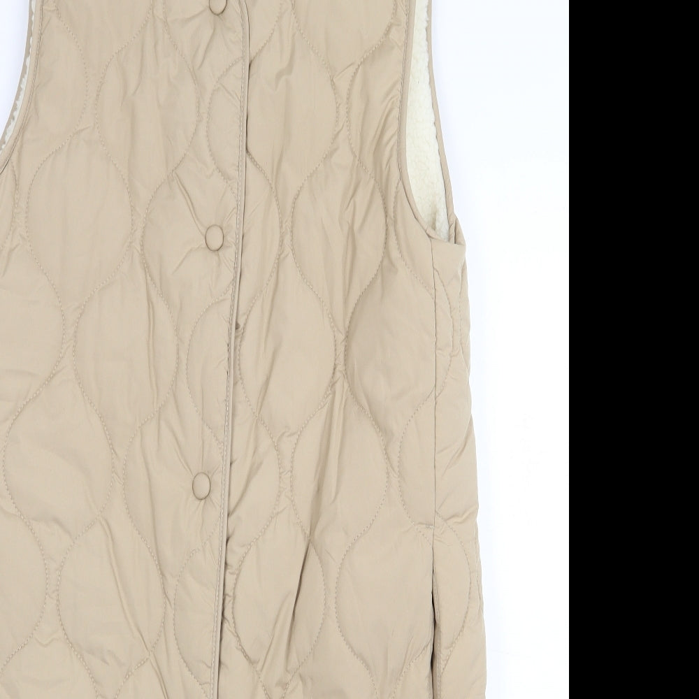 Marks and Spencer Womens Beige Gilet Waistcoat Size 6 Button - Longline