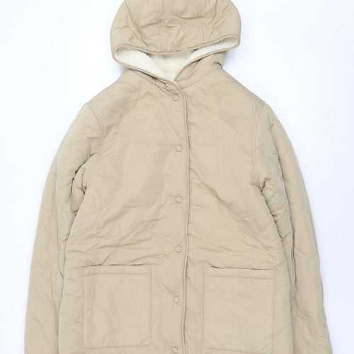 Marks and Spencer Womens Beige Quilted Coat Size 8 Buckle