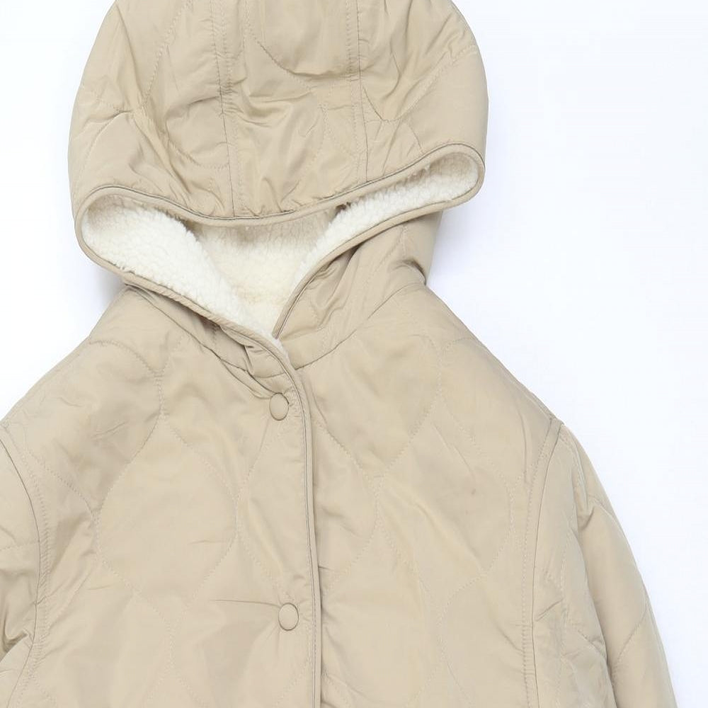 Marks and Spencer Womens Beige Quilted Coat Size 8 Buckle