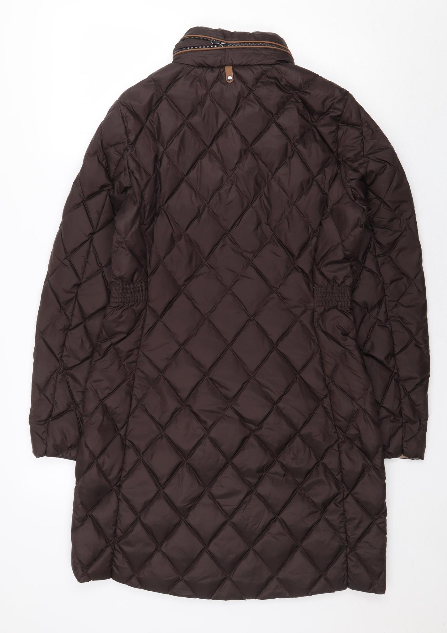 Marks and Spencer Womens Brown Quilted Coat Size 10 Zip