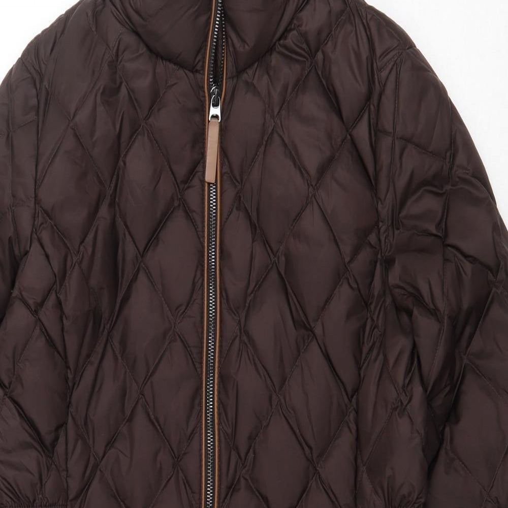 Marks and Spencer Womens Brown Quilted Coat Size 10 Zip