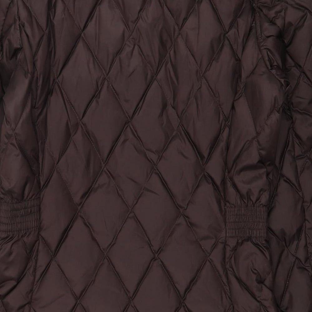 Marks and Spencer Womens Brown Quilted Coat Size 10 Zip
