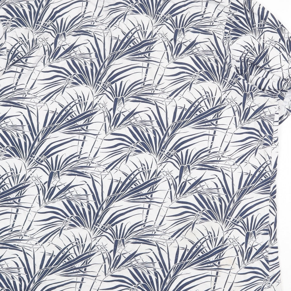 Marks and Spencer Mens White Geometric Cotton Polo Size XL Collared Button