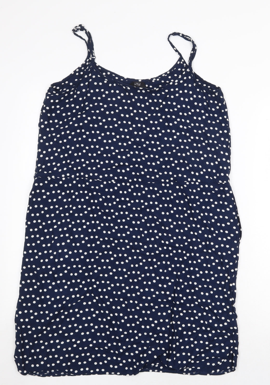 F&F Womens Blue Polka Dot Viscose Tank Dress Size 12 Scoop Neck Pullover