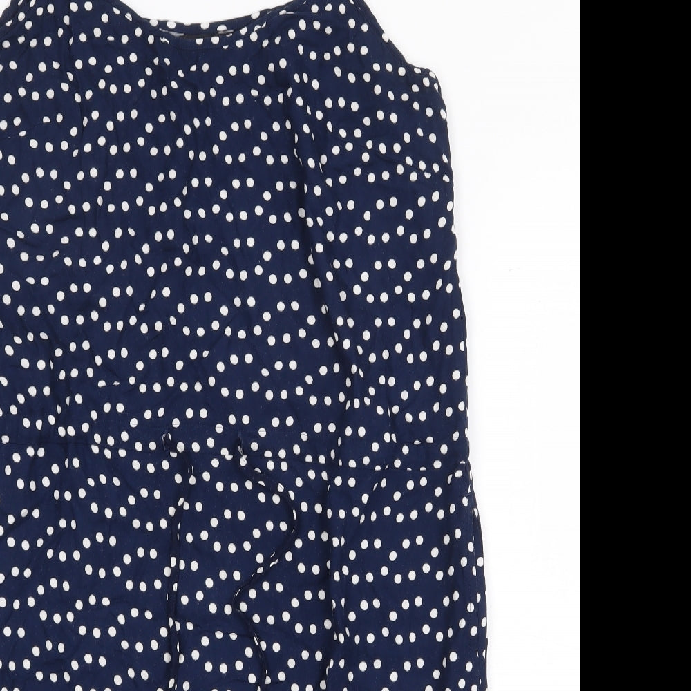 F&F Womens Blue Polka Dot Viscose Tank Dress Size 12 Scoop Neck Pullover