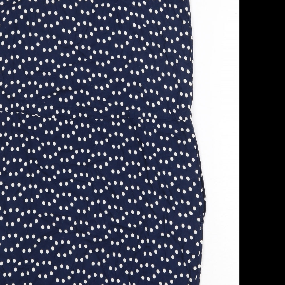 F&F Womens Blue Polka Dot Viscose Tank Dress Size 12 Scoop Neck Pullover