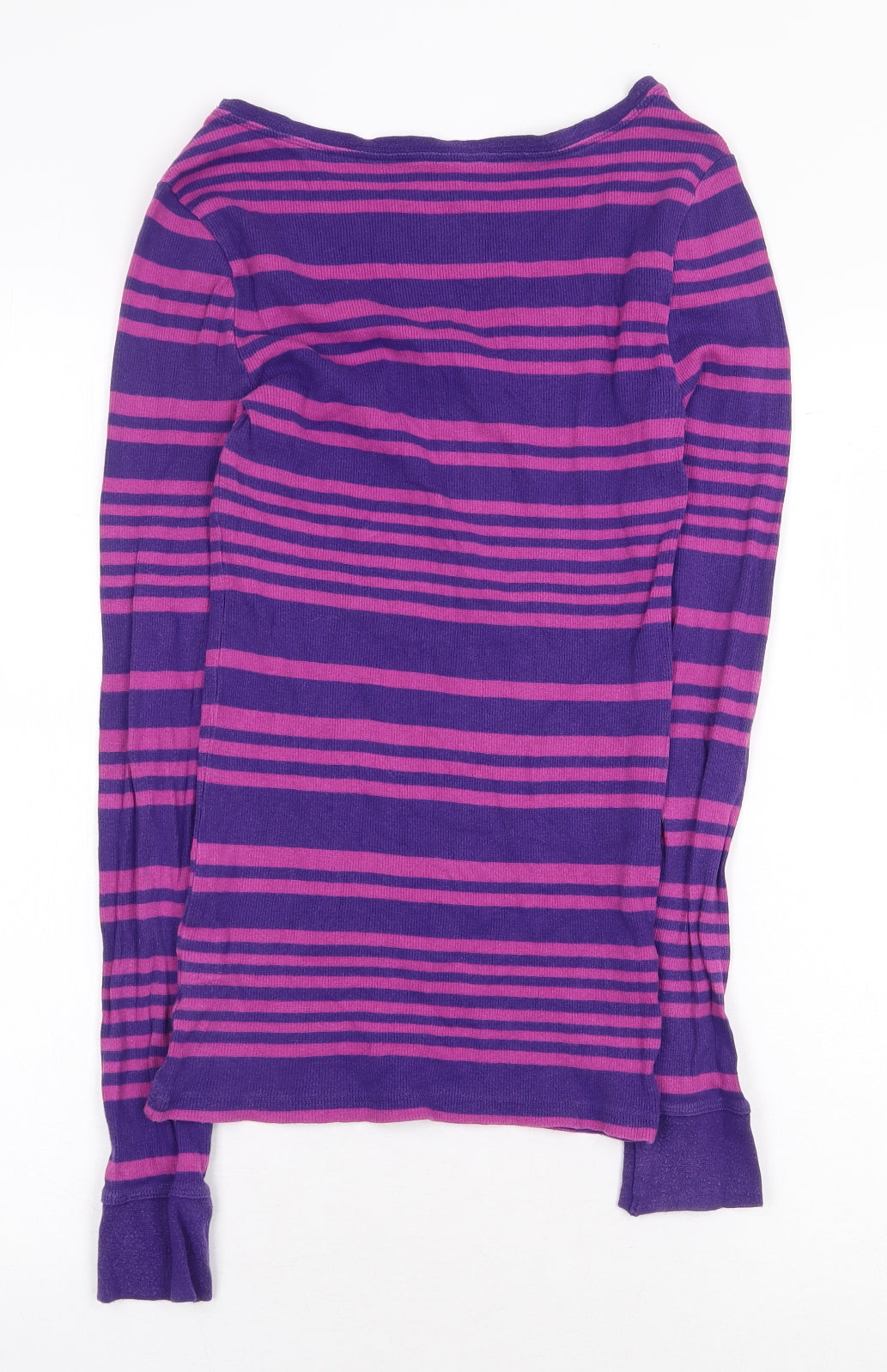 Faded Glory Womens Multicoloured Striped Cotton Basic T-Shirt Size S Scoop Neck