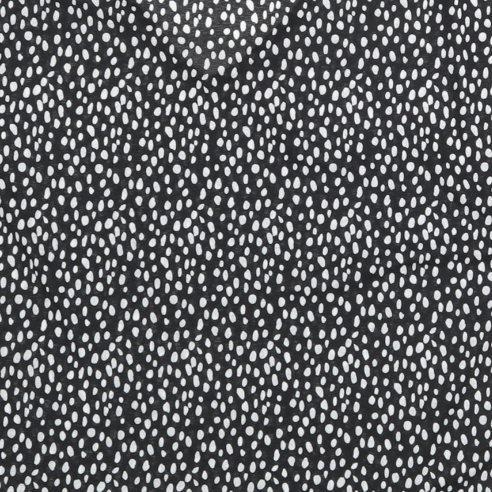 Papaya Womens Black Geometric Polyester Basic T-Shirt Size 14 V-Neck - Knot Front