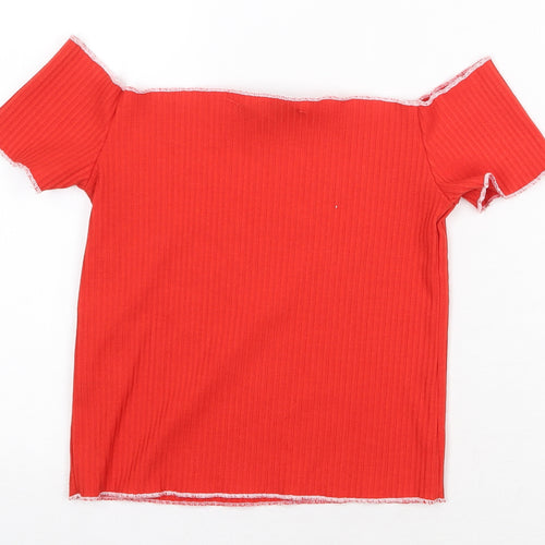 Primark Womens Red Polyester Basic Tank Size 8 Off the Shoulder