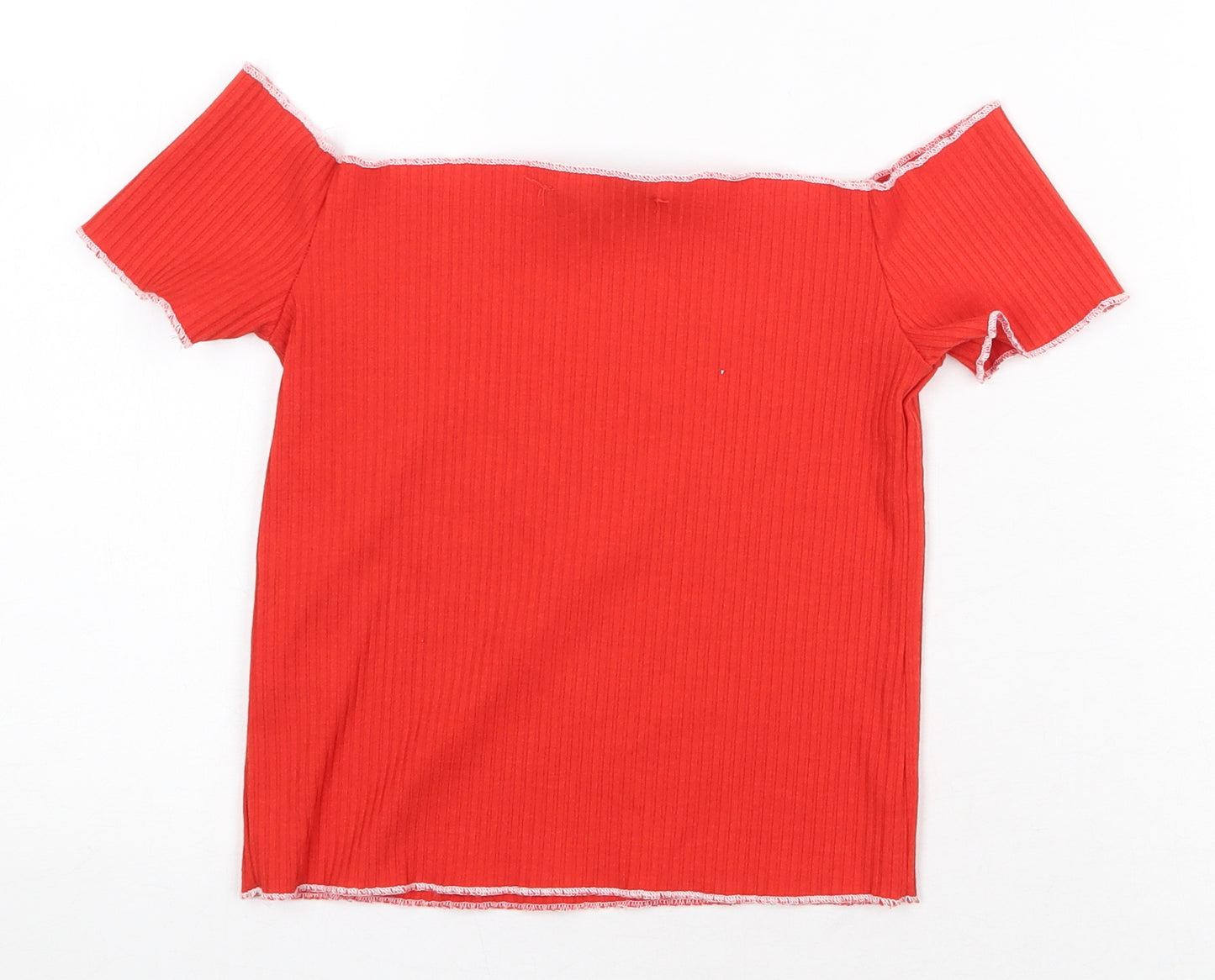 Primark Womens Red Polyester Basic Tank Size 8 Off the Shoulder
