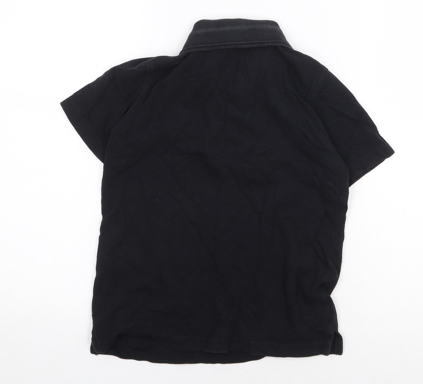Marks and Spencer Boys Black 100% Cotton Basic Polo Size 8-9 Years Collared Button