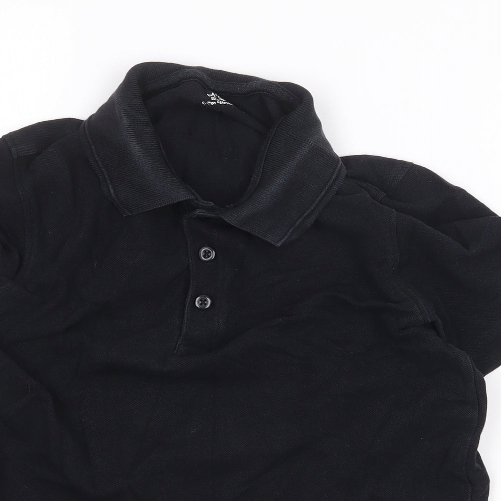 Marks and Spencer Boys Black 100% Cotton Basic Polo Size 8-9 Years Collared Button