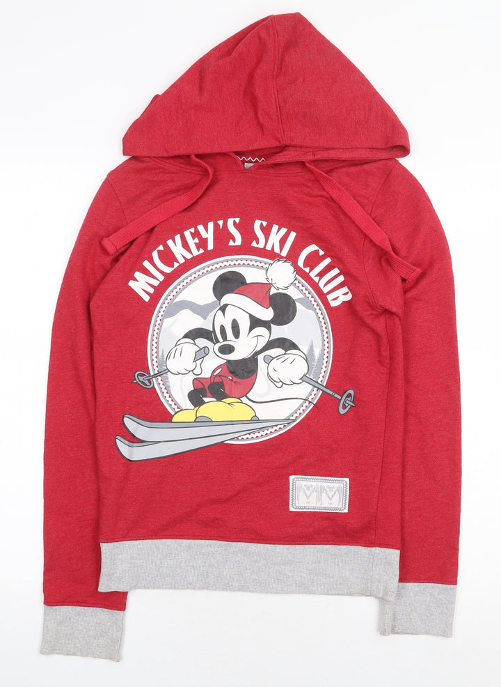 Disney Womens Red Cotton Pullover Hoodie Size XS Pullover - Mickey Mouse