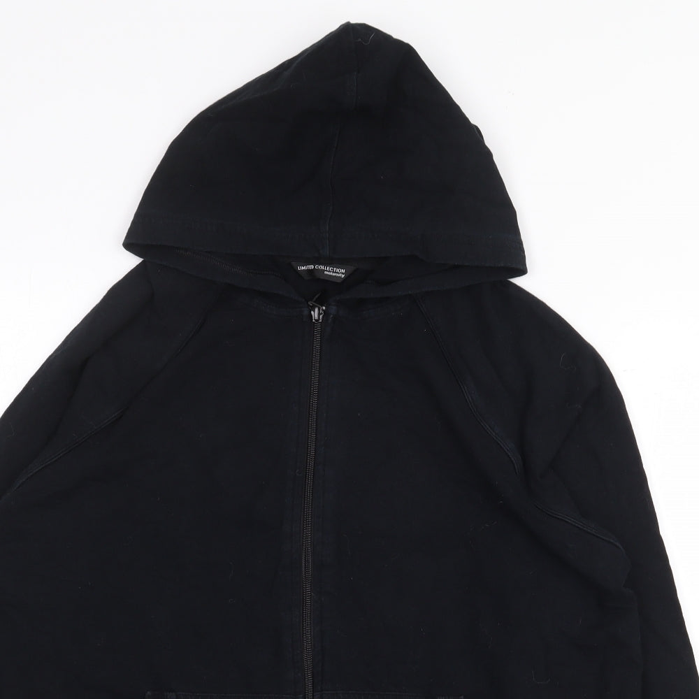 Marks and Spencer Womens Black Cotton Full Zip Hoodie Size 18 Zip