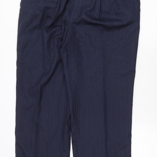 Dino Mens Blue Striped Polyester Dress Pants Trousers Size 40 in Regular Zip