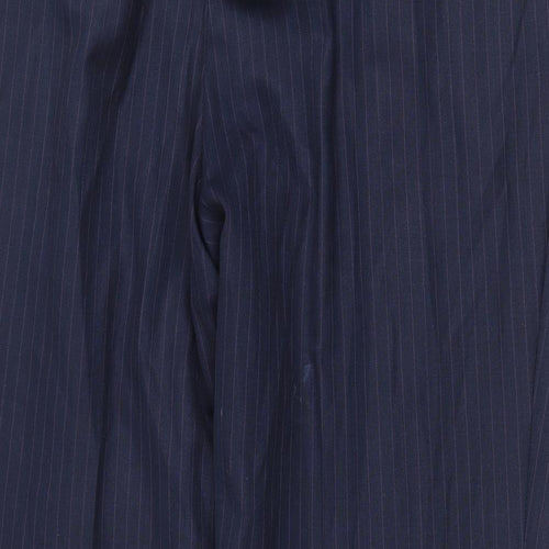 Dino Mens Blue Striped Polyester Dress Pants Trousers Size 40 in Regular Zip