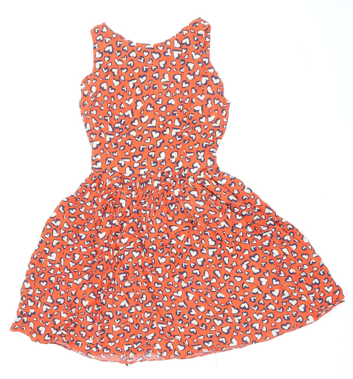 Dorothy Perkins Womens Red Animal Print Viscose Fit & Flare Size 12 Boat Neck Zip