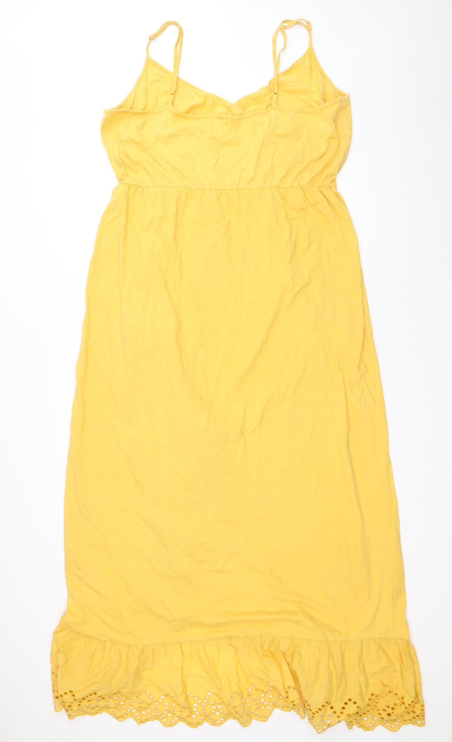 ASOS Womens Yellow Cotton Wrap Dress Size 20 V-Neck Pullover