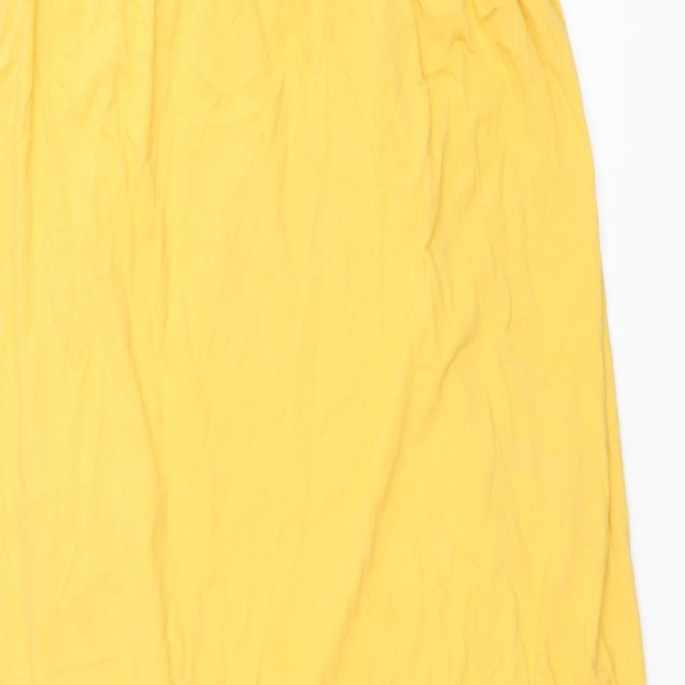 ASOS Womens Yellow Cotton Wrap Dress Size 20 V-Neck Pullover