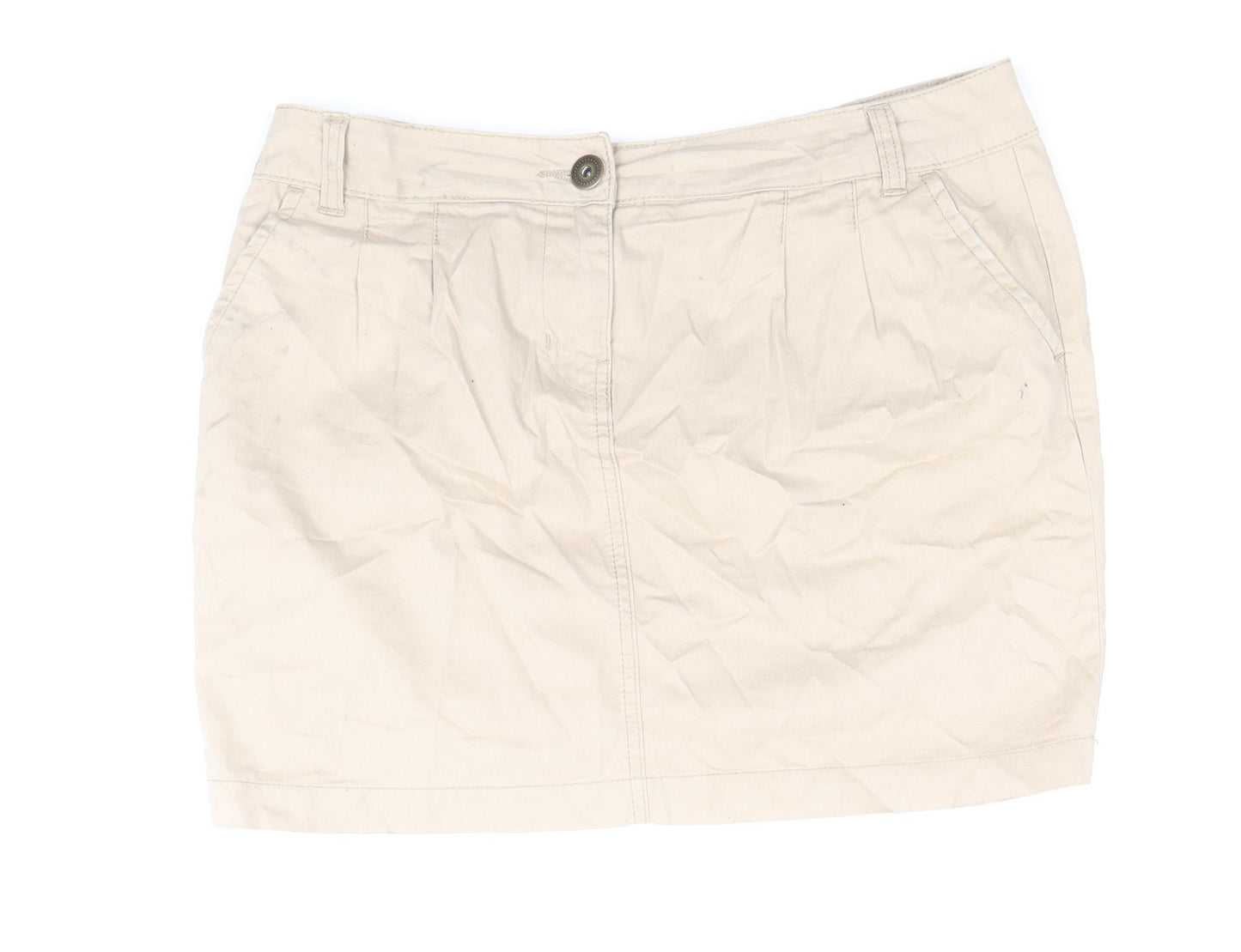 George Womens Brown Cotton Mini Skirt Size 12 Zip
