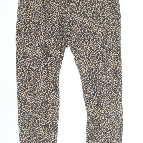 Atmoshphere Womens Brown Animal Print Polyester Jogger Trousers Size 10 Regular Drawstring - Leopard Print