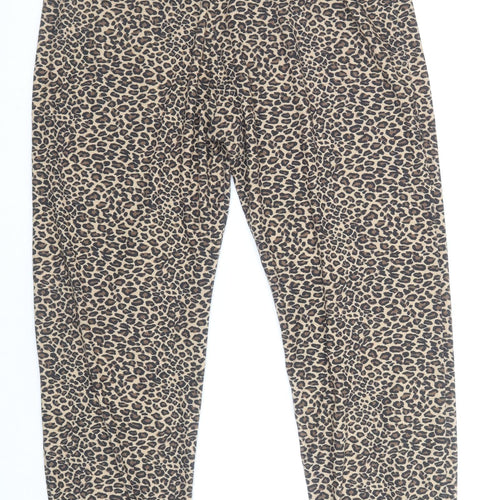 Atmoshphere Womens Brown Animal Print Polyester Jogger Trousers Size 10 Regular Drawstring - Leopard Print