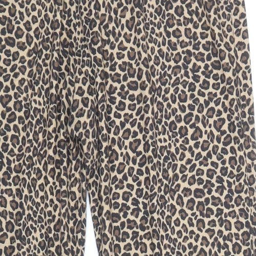Atmoshphere Womens Brown Animal Print Polyester Jogger Trousers Size 10 Regular Drawstring - Leopard Print