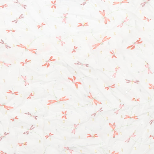 Papaya Womens White Geometric Viscose Basic Blouse Size 10 Scoop Neck