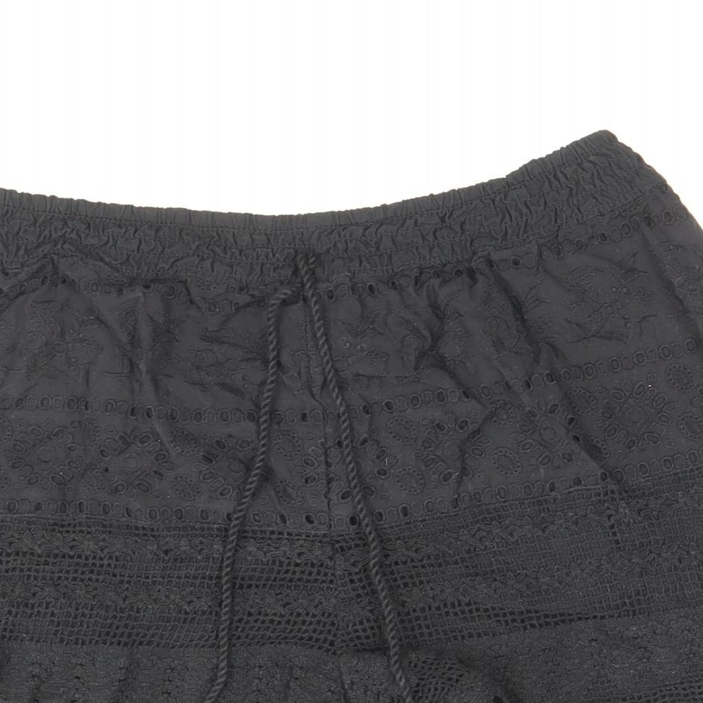 George Womens Black Cotton Basic Shorts Size S Regular Drawstring - Anglaise Detail