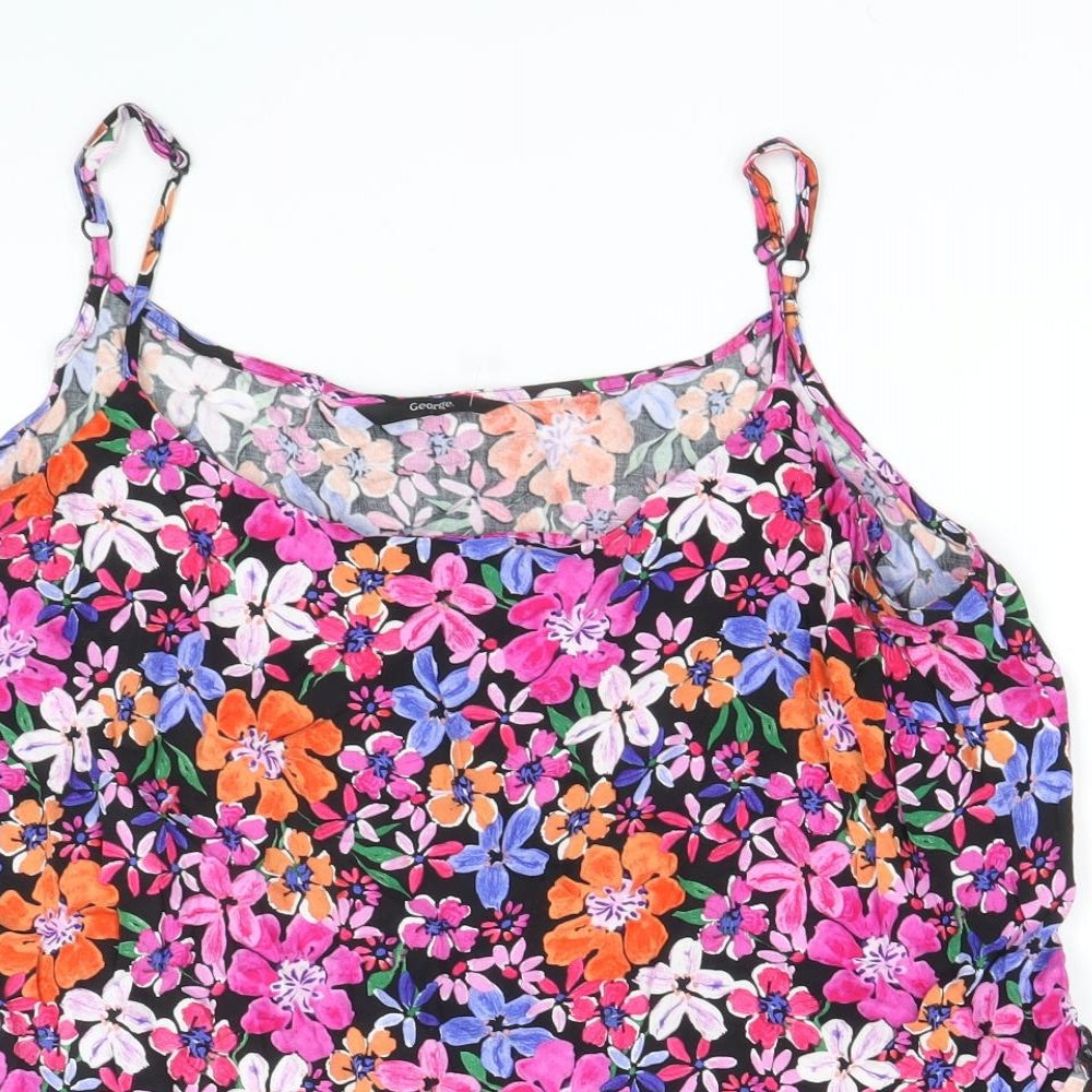 George Womens Multicoloured Floral Viscose Camisole Blouse Size 14 Scoop Neck