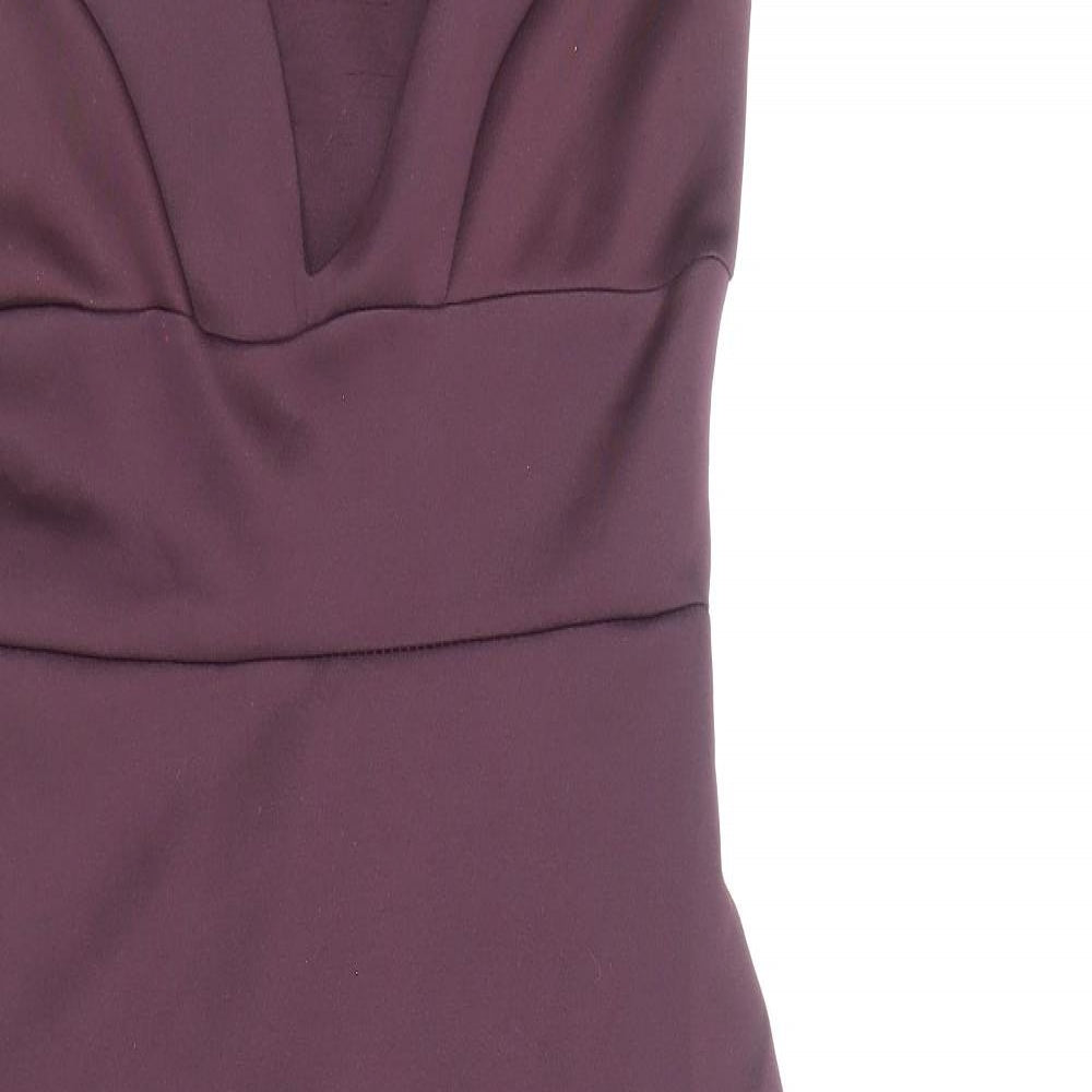 Boohoo Womens Purple Polyester Pencil Dress Size 8 Off the Shoulder Pullover