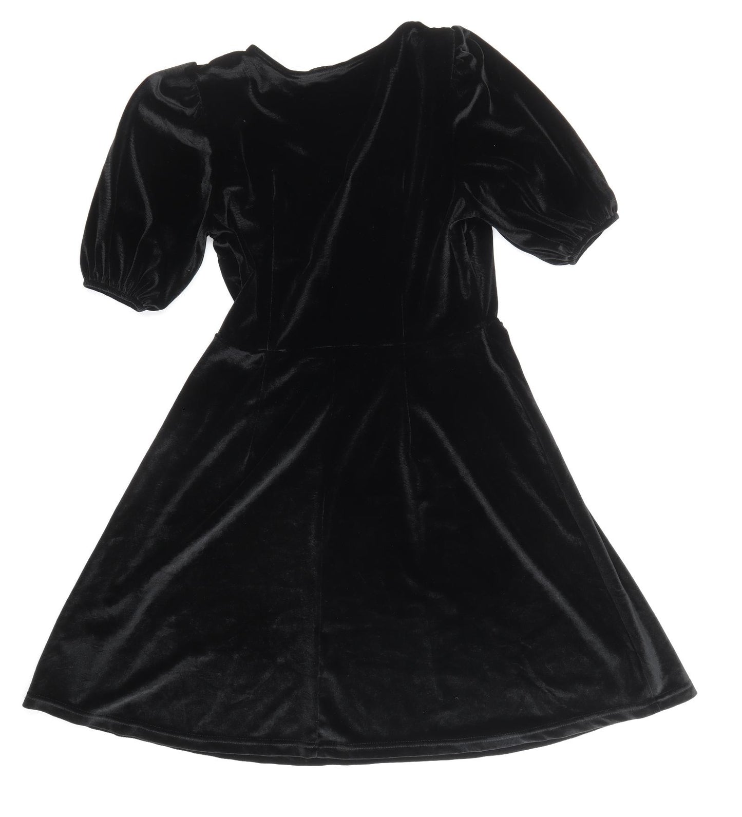 TU Womens Black Polyester Skater Dress Size 12 Scoop Neck Pullover