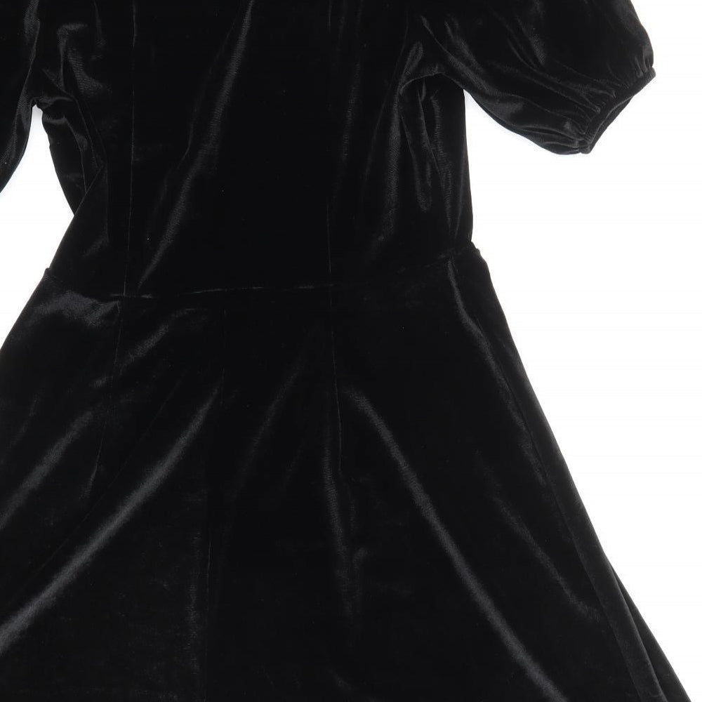 TU Womens Black Polyester Skater Dress Size 12 Scoop Neck Pullover