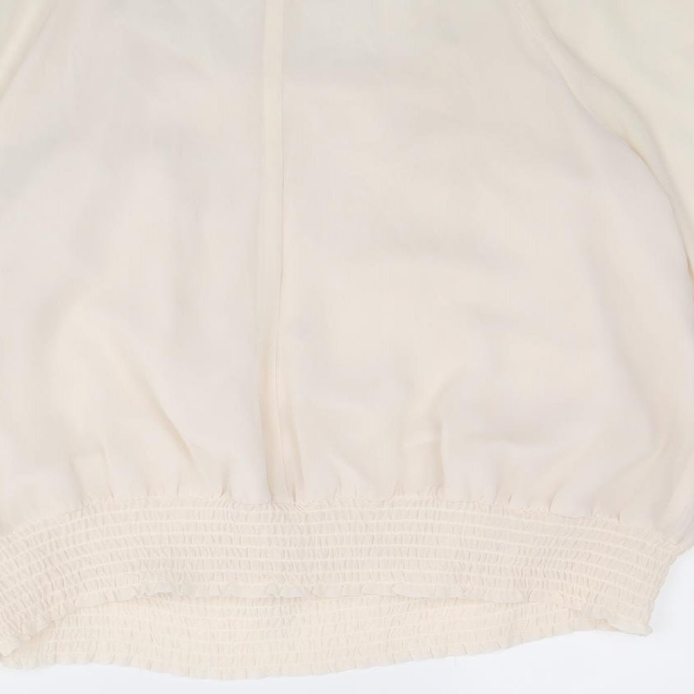 Marks and Spencer Womens Ivory Polyester Basic Blouse Size 14 Round Neck