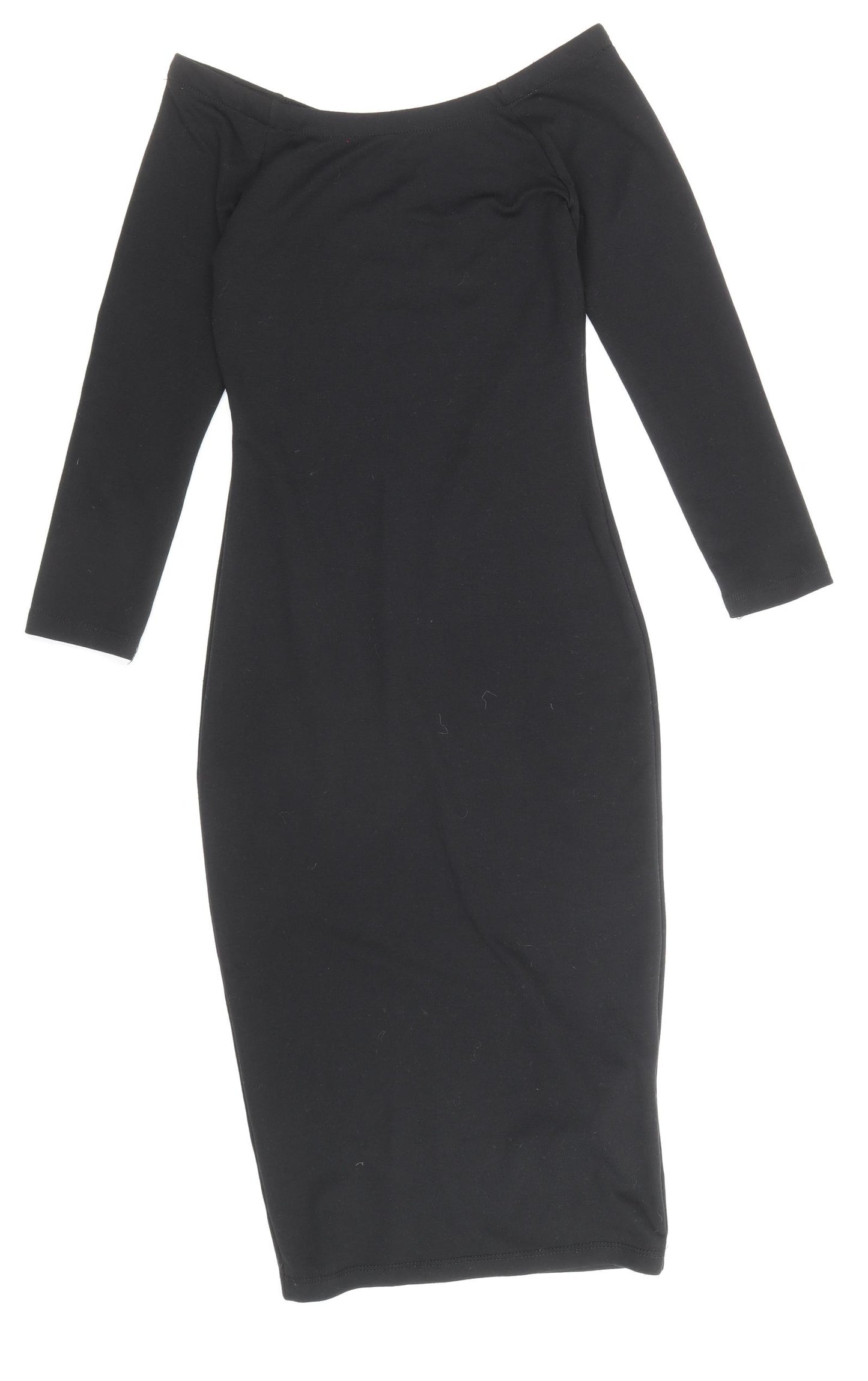 Zara Womens Black Polyester Bodycon Size S Off the Shoulder