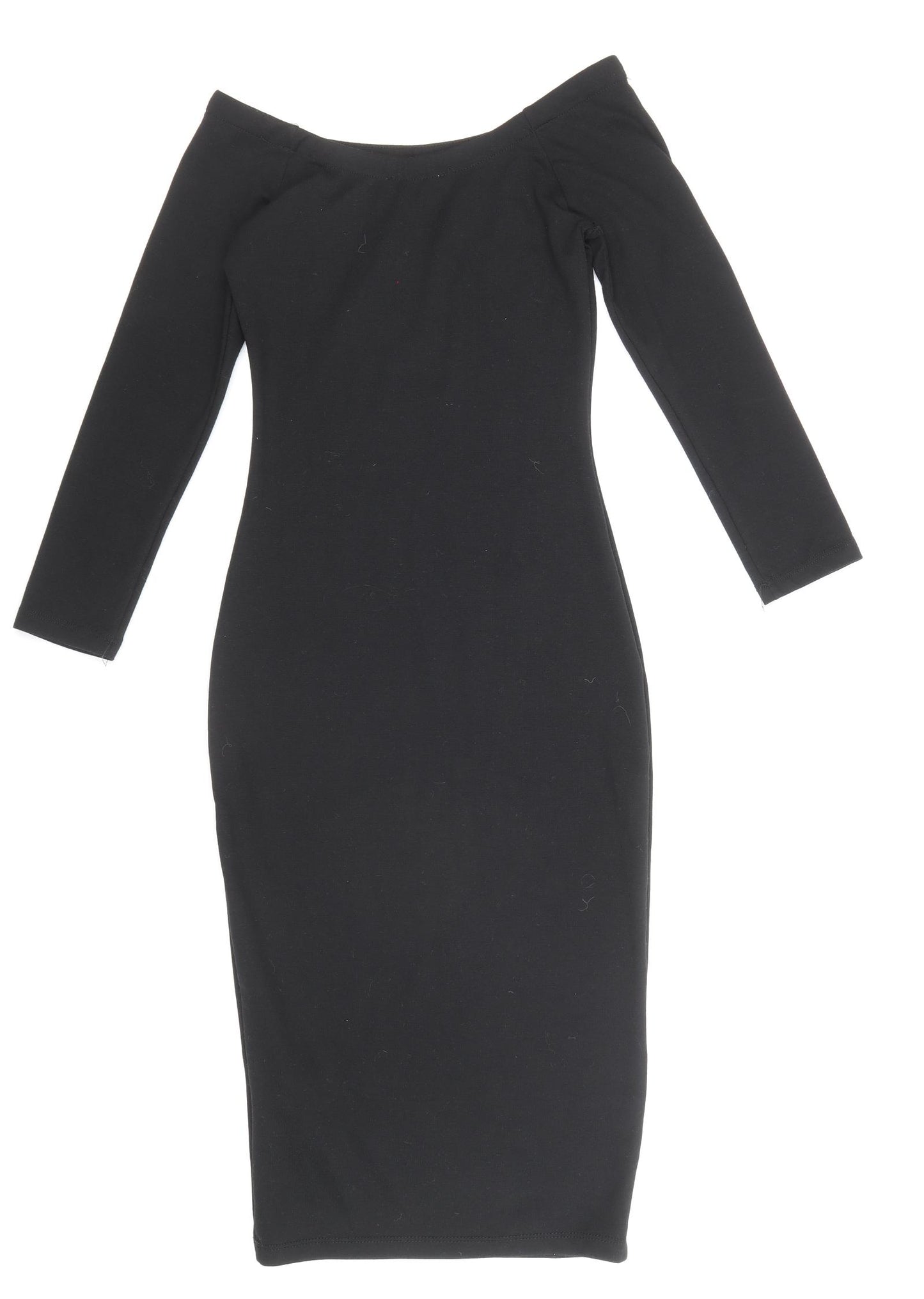 Zara Womens Black Polyester Bodycon Size S Off the Shoulder