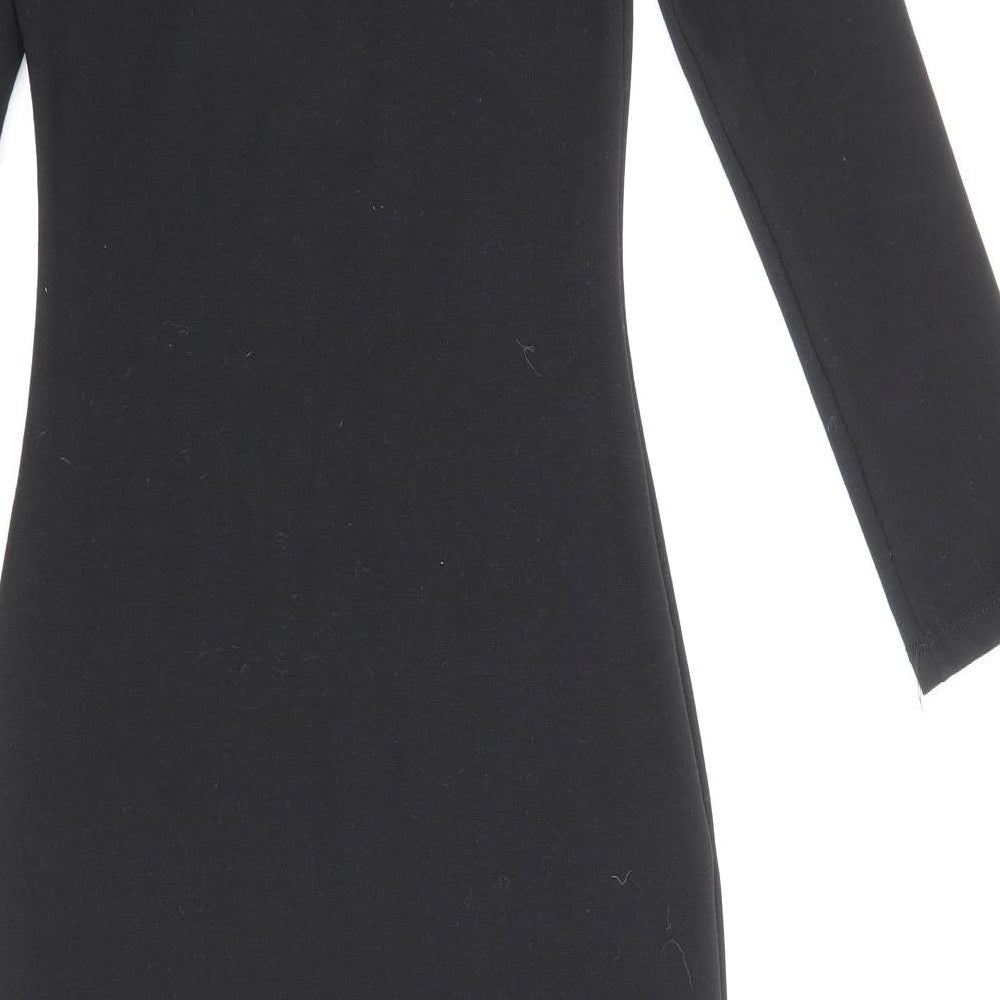 Zara Womens Black Polyester Bodycon Size S Off the Shoulder