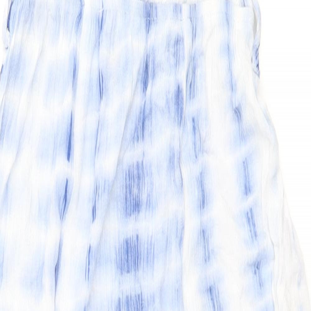 Missguided Womens Blue Tie Dye Viscose Tank Dress Size 8 Round Neck Button