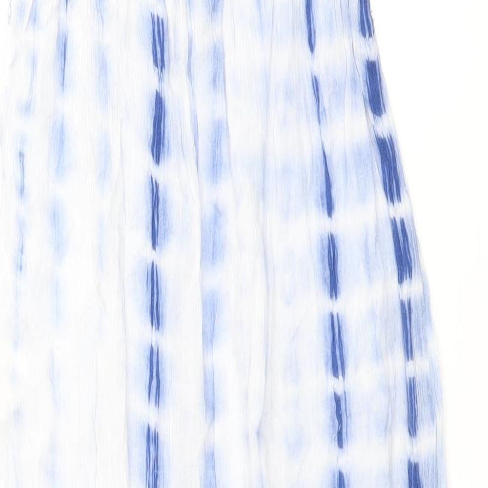 Missguided Womens Blue Tie Dye Viscose Tank Dress Size 8 Round Neck Button