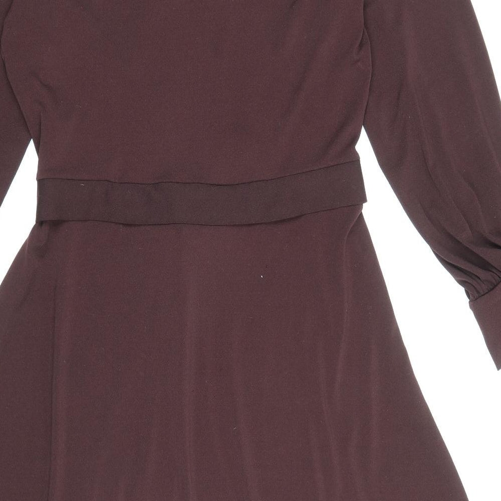 open lace back dress H&M Womens Brown Polyester Fit & Flare Size L V-Neck Pullover – Preworn