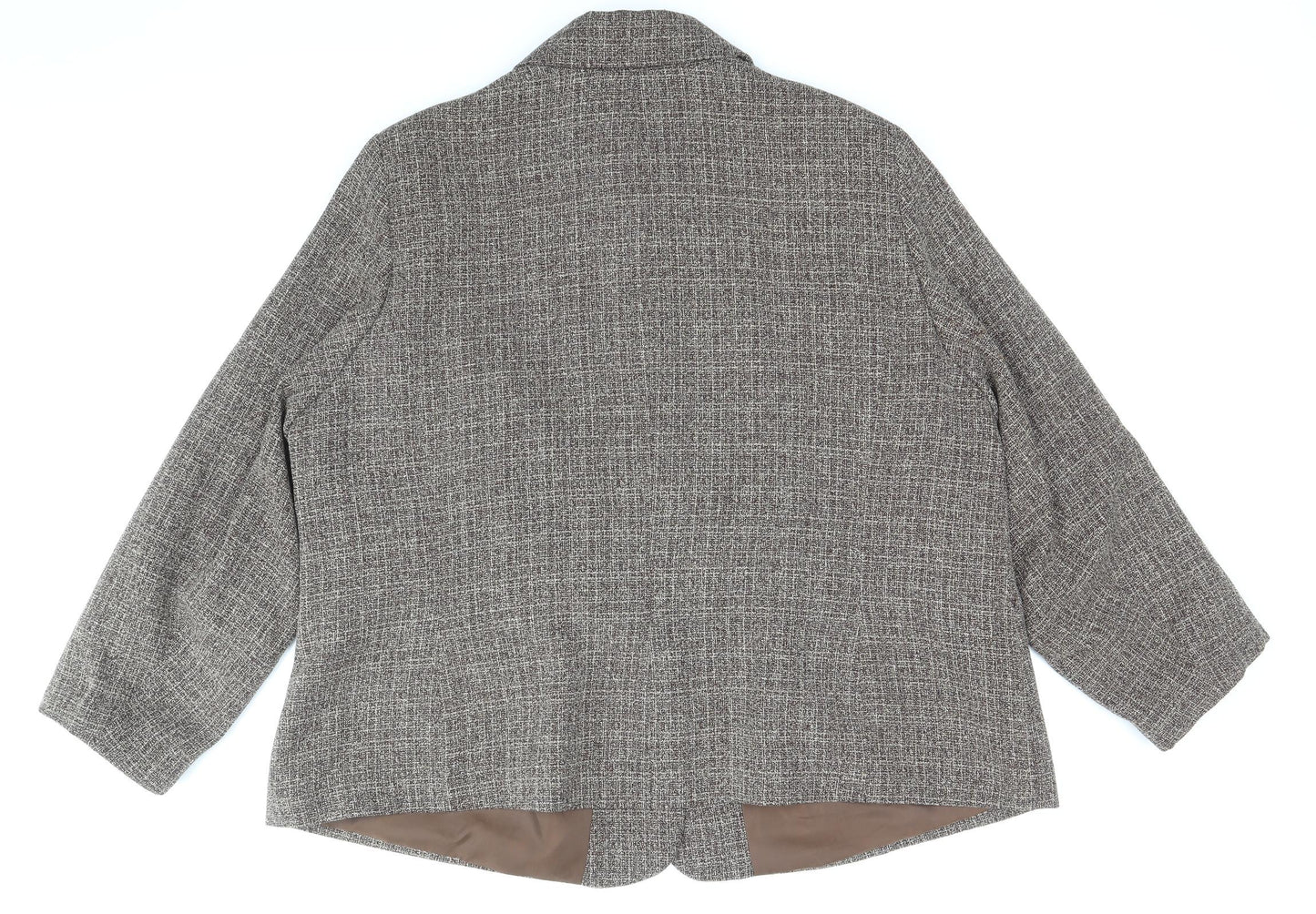 essence Womens Brown Geometric Pea Coat Coat Size 24 Button