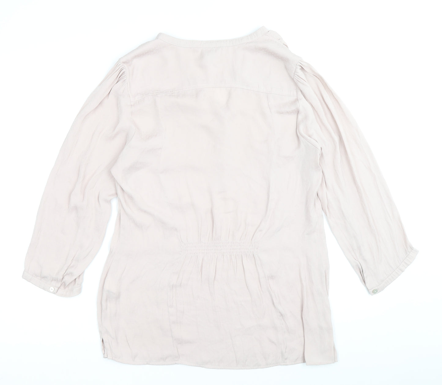 H&M Womens Pink Polyester Basic Blouse Size M V-Neck - Shirred detail on the back