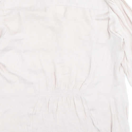 H&M Womens Pink Polyester Basic Blouse Size M V-Neck - Shirred detail on the back
